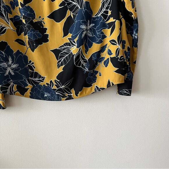Parker Yellow & Blue Floral Print Surplice Blouse - Picture 6 of 7